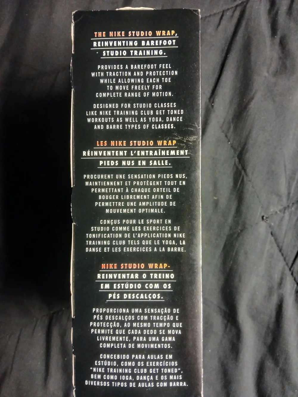 Nike Studio Wrap Barefoot Training Foot Wraps - Black and Orange